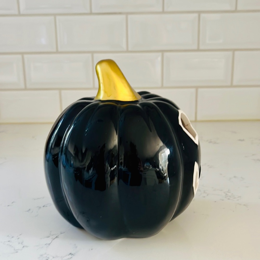 Rite Aid Black Ceramic Light Up Jack O Lantern Pumpkin 🎃 - Picture 6 of 11